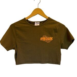 Gymshark Green Cropped Short Sleeve Crew Neck T Shirt Size Medium